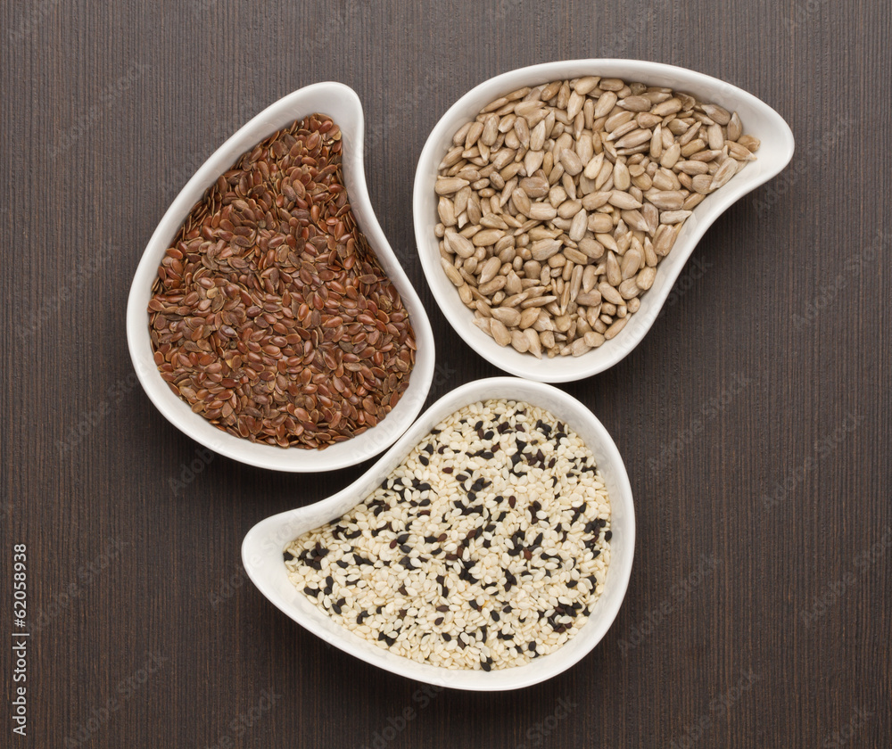 Sesame,flax and sunflower seeds