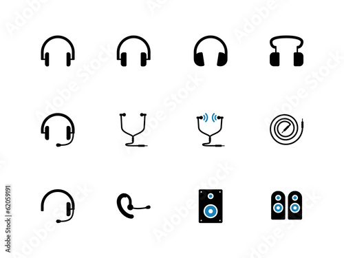 Headphones and speakers duotone icons.