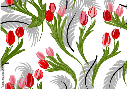 Fototapeta Naklejka Na Ścianę i Meble -  flower pattern with tulips