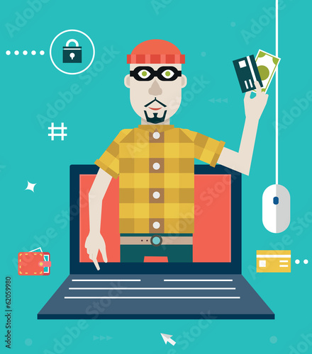 Vector concept of online fraud. Hacking private account