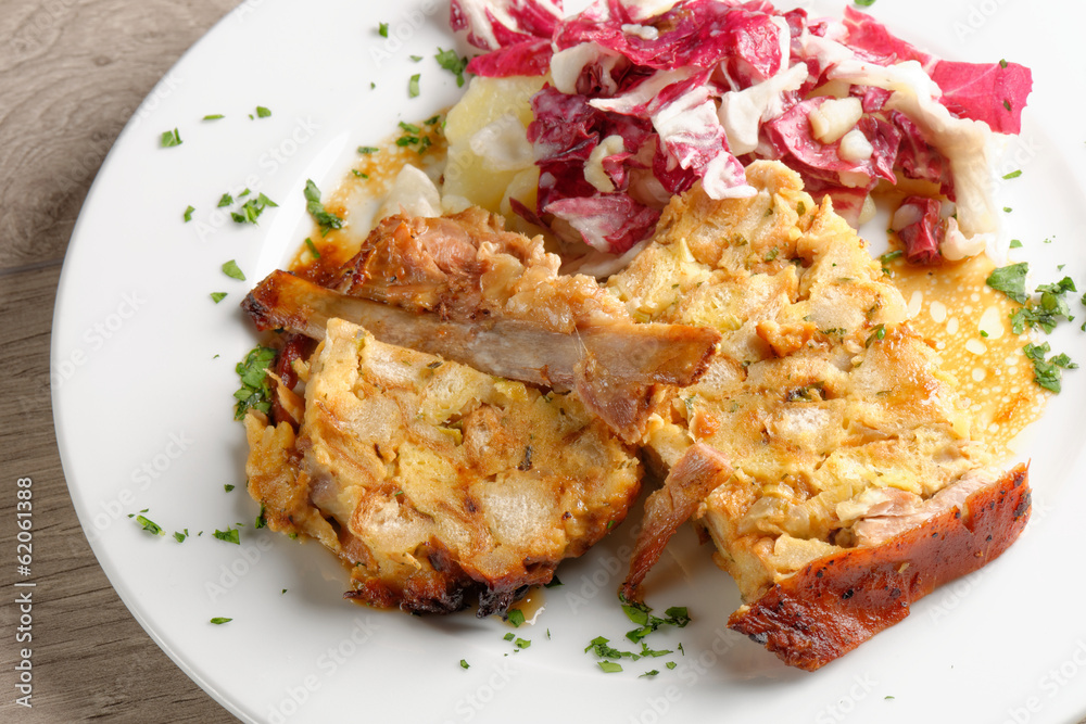 Stuffed veal breasts with potato and vegetable Stuffed veal breasts with potato and vegetable
