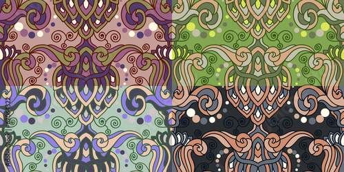 Set of four colorful seamless patterns. EPS-8.