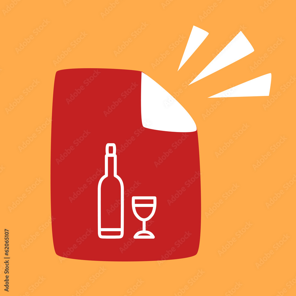 document with a bottle and glass. document with a bottle and glass.