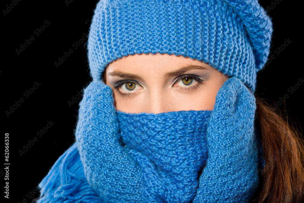 Young happy woman wearing winter cloth Young happy woman wearing winter cloth