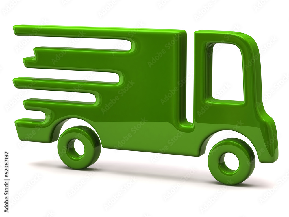 Illustration of fast delivery green truck isolated on white Illustration of fast delivery green truck isolated on white