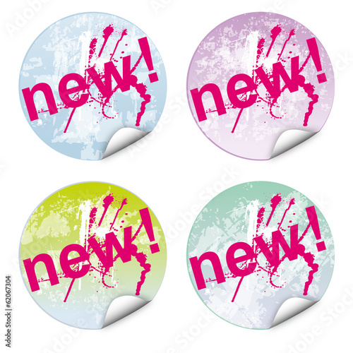 Set button,sticker,new,coloured,vector,free,grunge