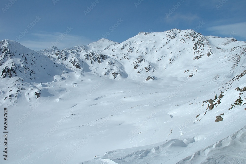 Valley in Alps in winter