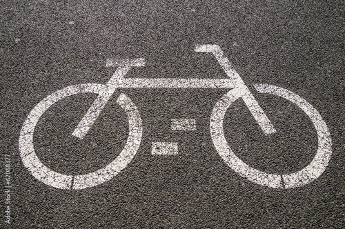 Bicycle road sign on asphalt
