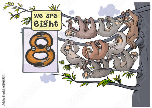 Cartoon Number Eight with animal characters.
