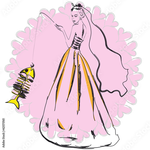 Bride caught a fish