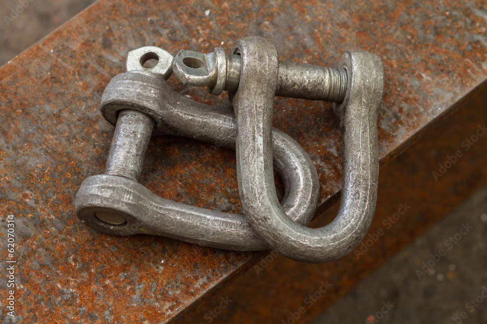 two carabiner, chain - industrial tools