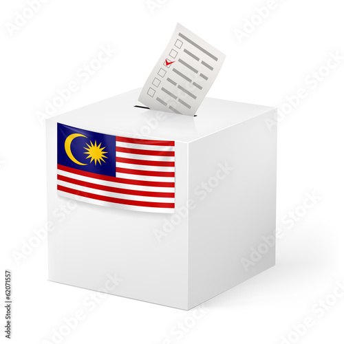 Ballot box with voting paper. Malaysia