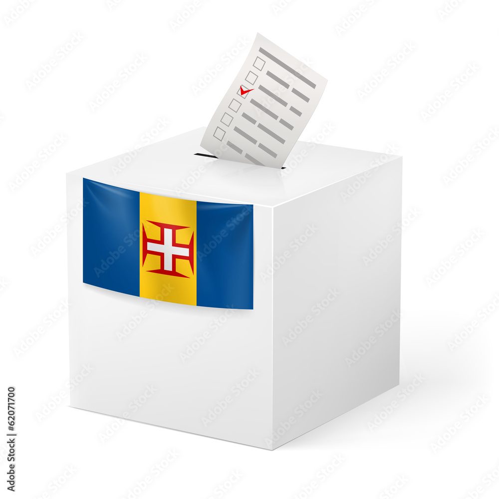 Ballot box with voting paper. Madeira Ballot box with voting paper. Madeira