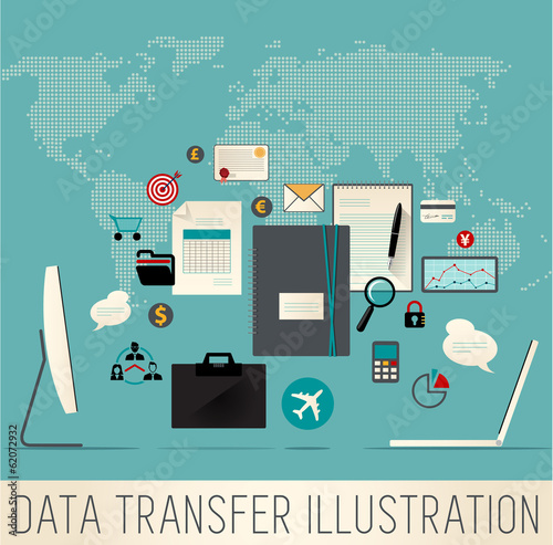 Data transfer web icon illustration