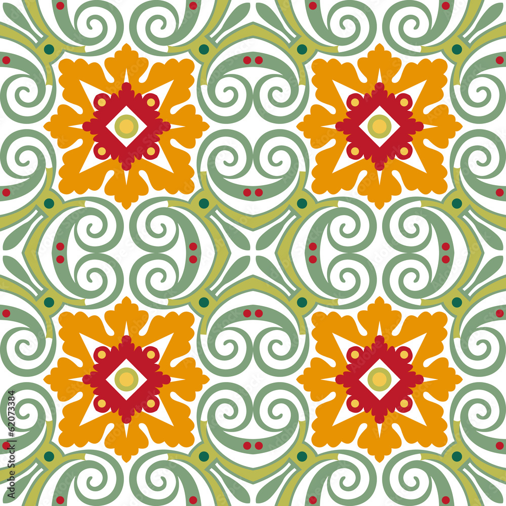 Fototapeta premium Old floral tiles