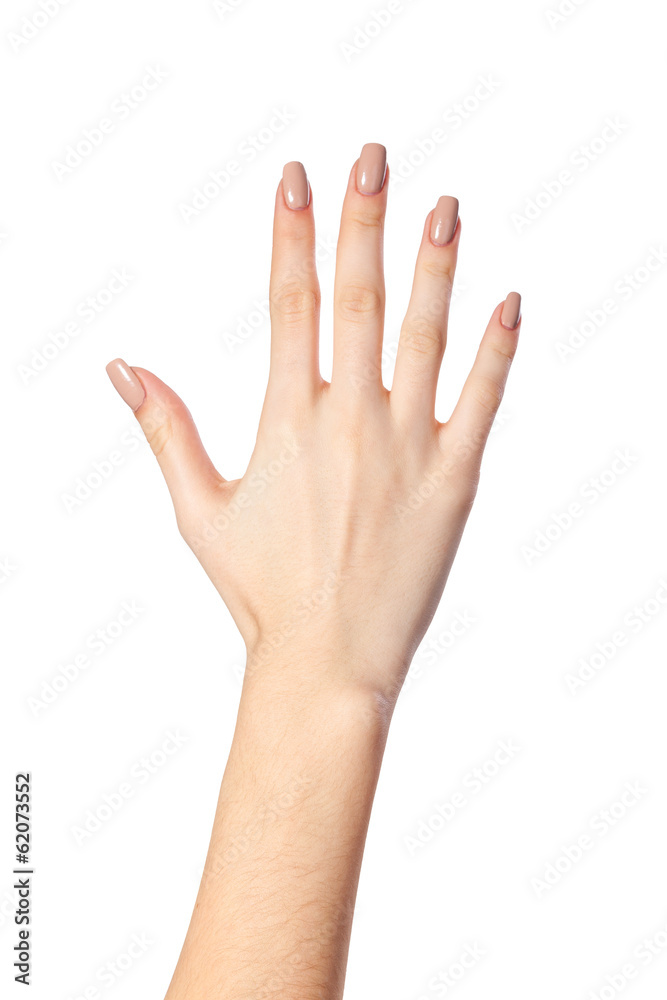 Hand gesture number five closeup isolated on white Hand gesture number five closeup isolated on white