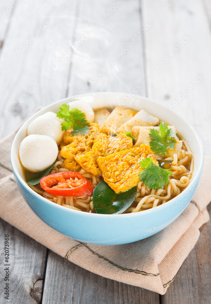 Spicy curry instant noodles. Spicy curry instant noodles.
