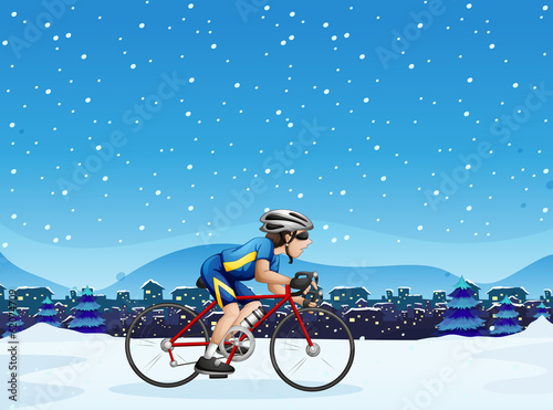 A man biking