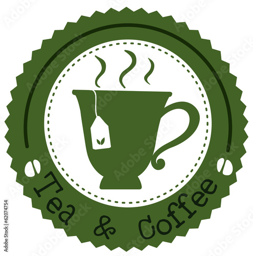 A round tea and coffee label