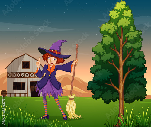 A pretty witch at the farm