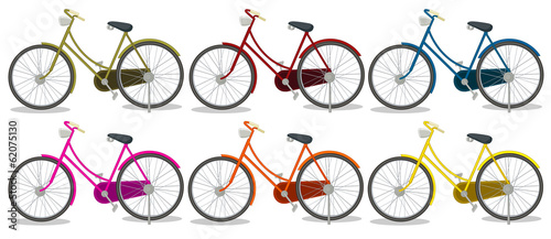 Six colorful bikes