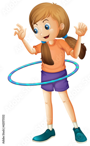 A pretty teenager playing with the hulahoop