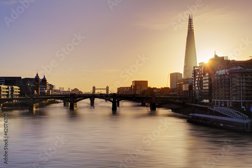 City of London skyline at sunrise, UK