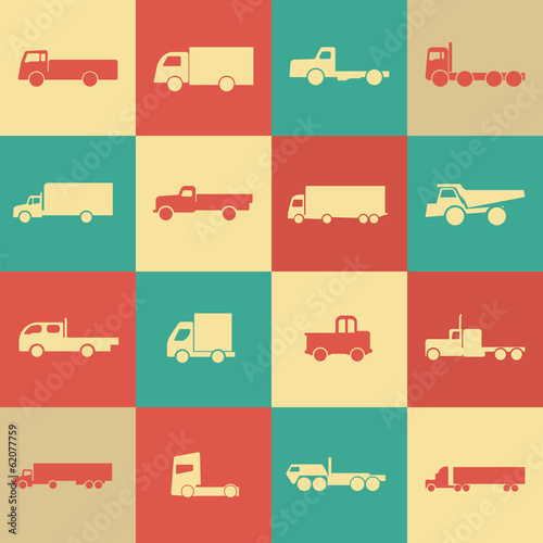 Retro transport truck icons