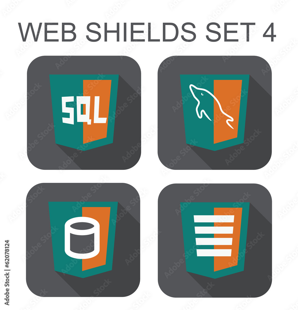 vector collection of mysql web development shield signs: databas vector collection of mysql web development shield signs: databas