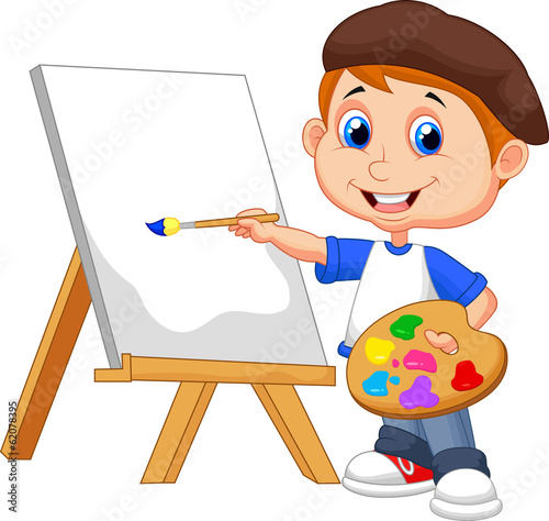 Cartoon boy painting