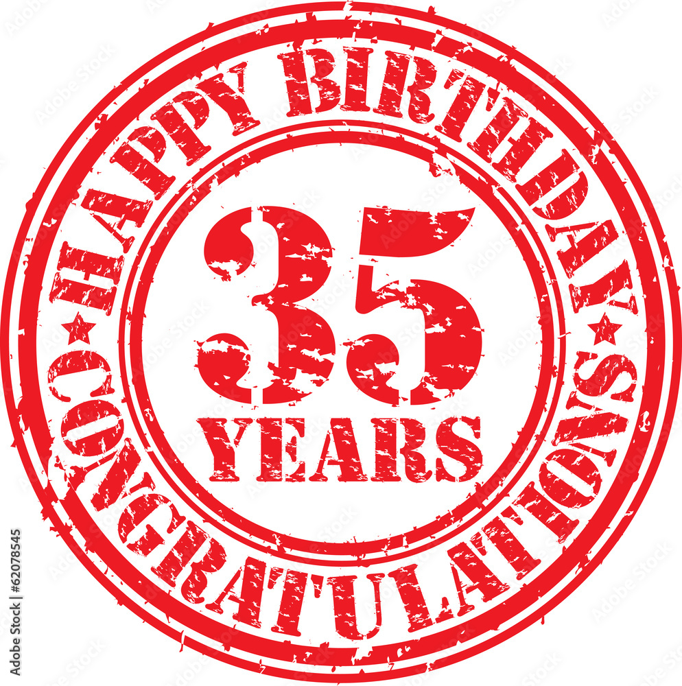 Happy birthday 35 years grunge rubber stamp, vector illustration Happy birthday 35 years grunge rubber stamp, vector illustration