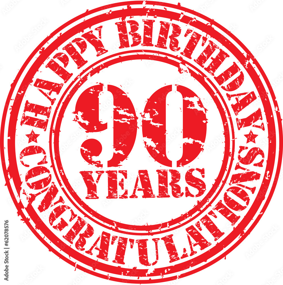 Happy birthday 90 years grunge rubber stamp, vector illustration Happy birthday 90 years grunge rubber stamp, vector illustration