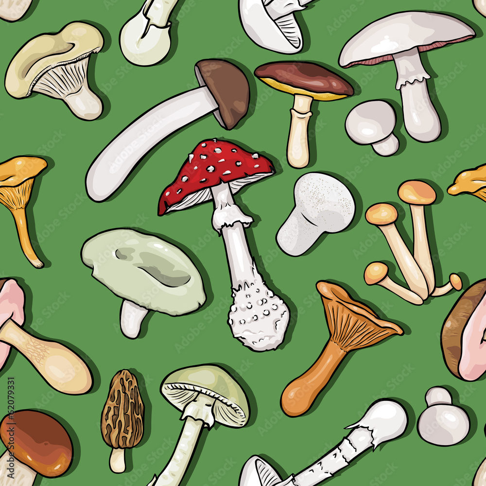 Vector Seamless Pattern of Mushrooms Vector Seamless Pattern of Mushrooms
