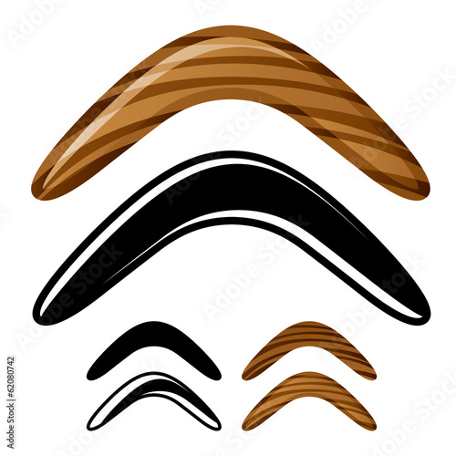 vector wooden australian boomerang icons