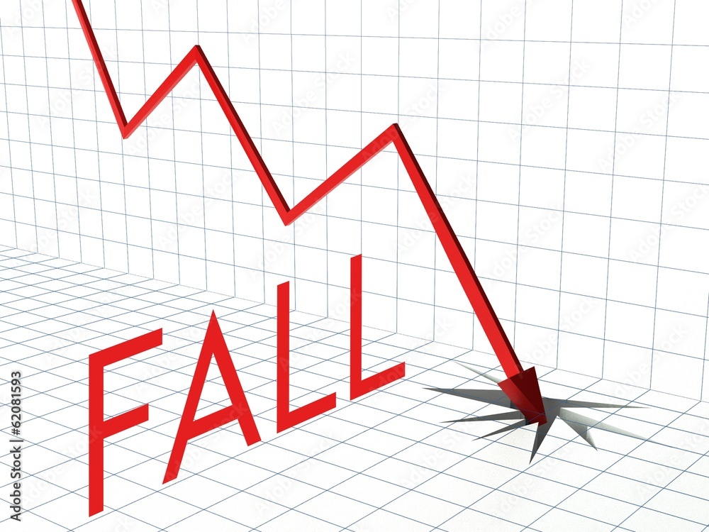 Fall chart crisis and down arrow Fall chart crisis and down arrow