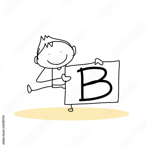 hand drawing cartoon happiness alphabet photo