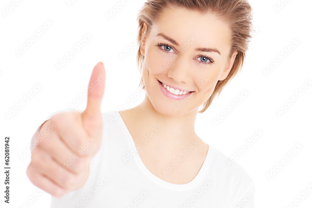 Woman with thumb up Woman with thumb up