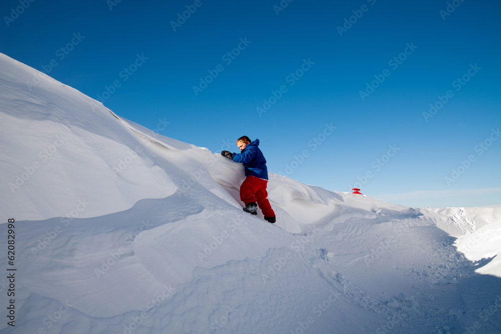 Boy in the snow mountain Boy in the snow mountain