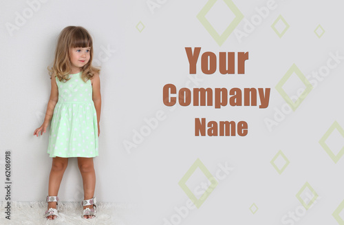 Little cute girl on carpet,...