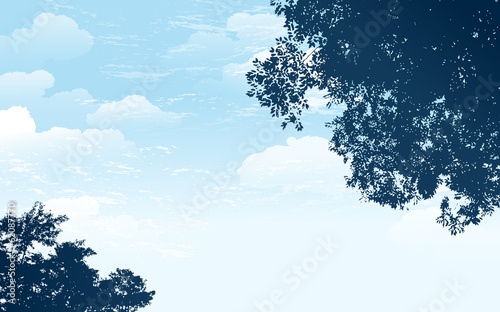空 木 シルエット branch silhouette with blue sky background