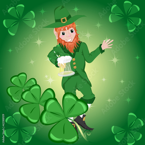 Leprecauno e trifogli sfondo