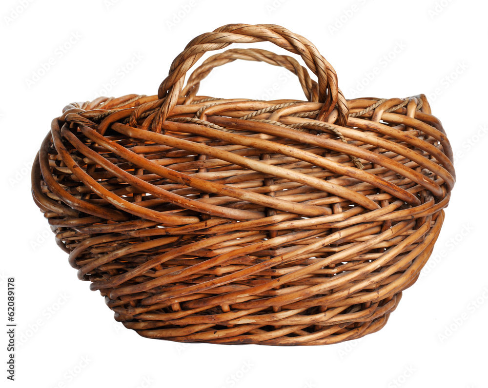Obraz premium yellow basket isolated on a white background