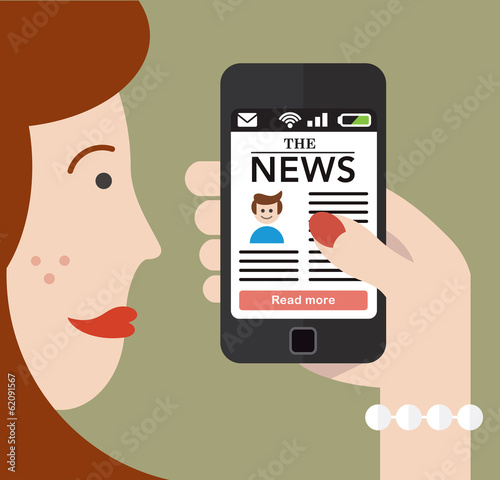 Woman checking the news on a Smartphone