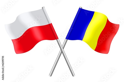 Flags : Poland and Romania photo