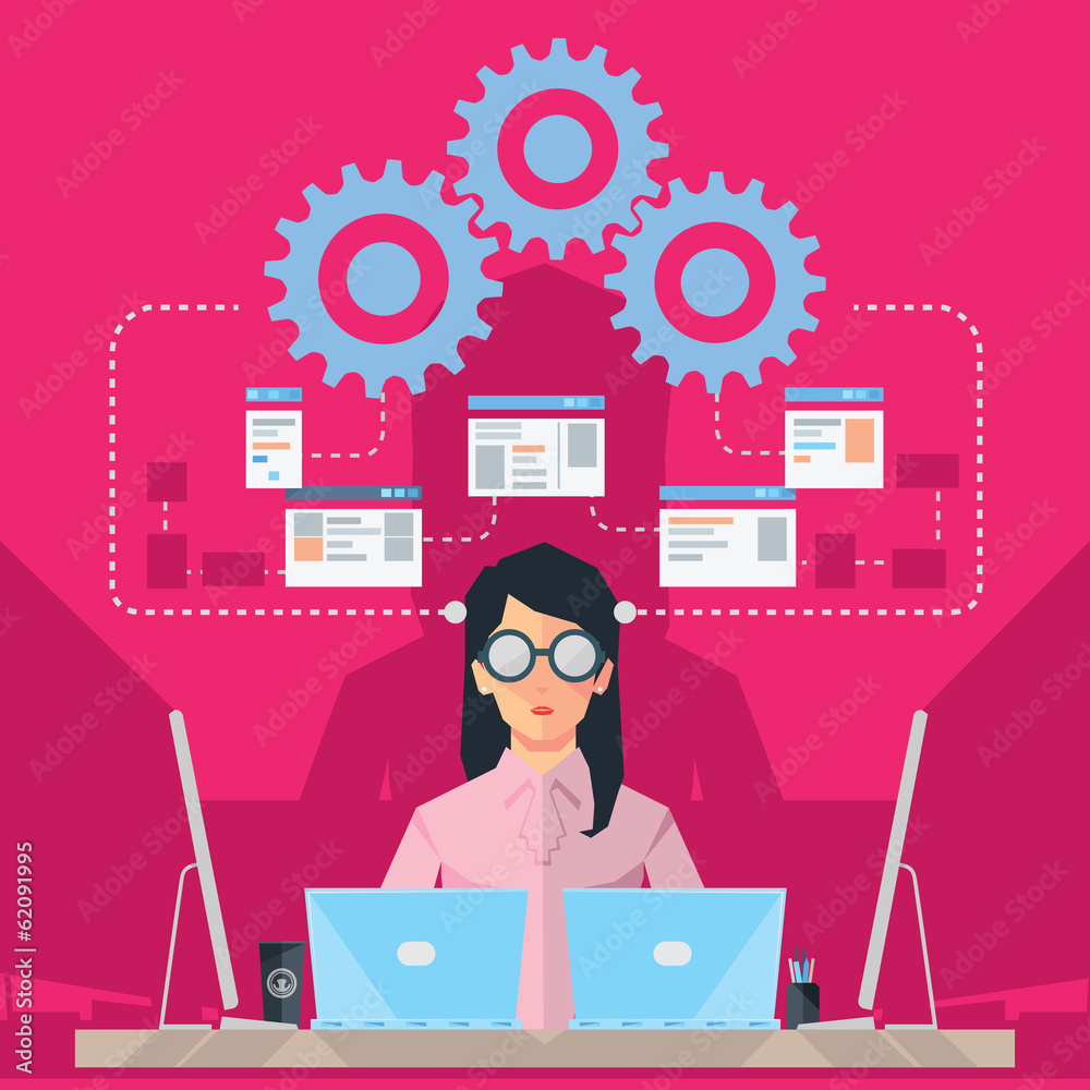 Female Software Engineer Stock Vector | Adobe Stock