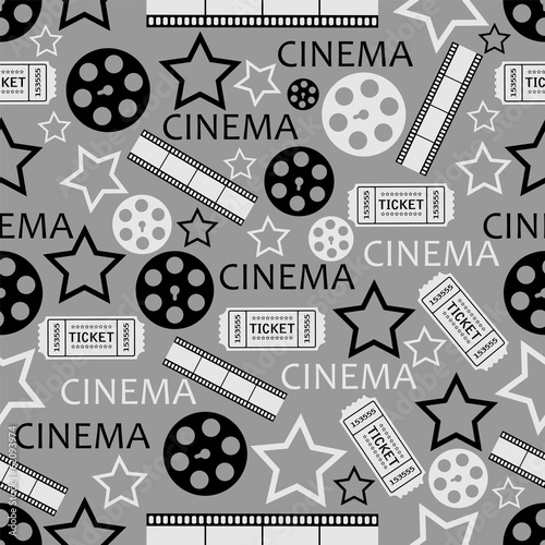 seamless pattern with movies symbols.cinema background.vector