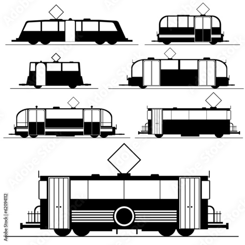 tram vector illustration in black