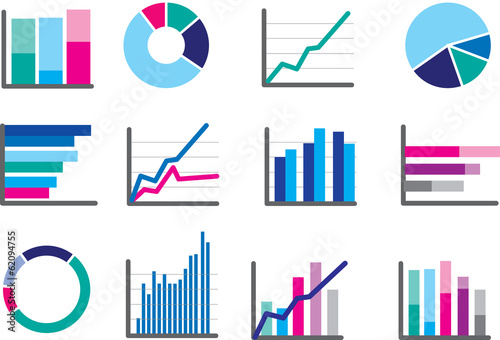 icons of financial data money or performance graphs
