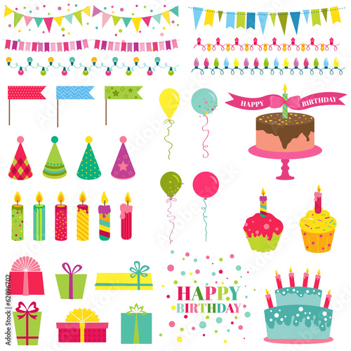 Happy Birthday and Party Set - for design and scrapbook