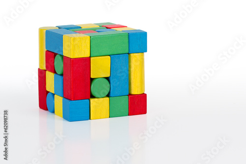 Картината върху платно jigsaw puzzle cube toy, multicolor wooden pieces, colorful game